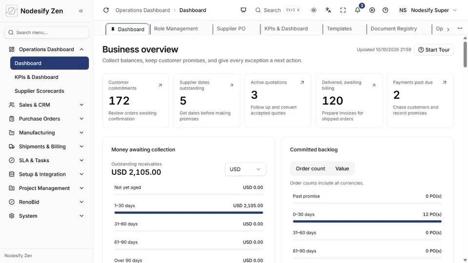 Nodesify Zen dashboard interface